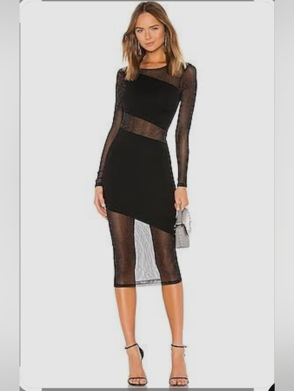 Revolve hours Lavo Mesh Midi Dress Black Cutout. Size M